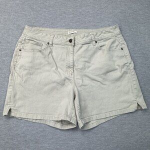 St Johns Bay Womens Stretch Denim Shorts Beige Casual Summer Wear Pockets Sz 18W